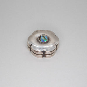 Vintage Sterling Silver Pillbox with Abalone Hidden Page Sargisson 