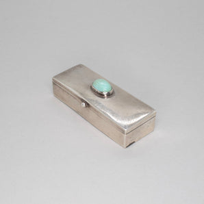 Vintage Sterling Silver Pillbox with Turquoise Hidden Page Sargisson 