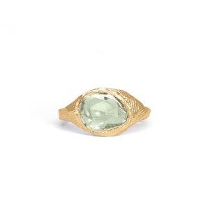 18K Signet Ring in Pale Green Sapphire - Oval Rings Page Sargisson