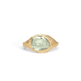 18K Signet Ring in Pale Green Sapphire - Oval Rings Page Sargisson