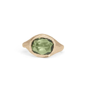 18K Signet Ring in Green Sapphire - Oval Rings Page Sargisson