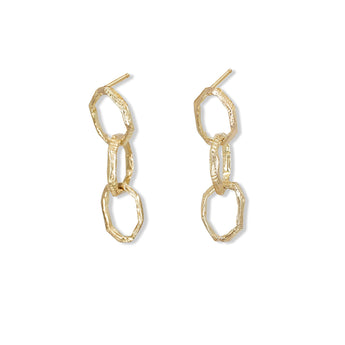 18K Carved Chain Link Earrings Earrings Page Sargisson