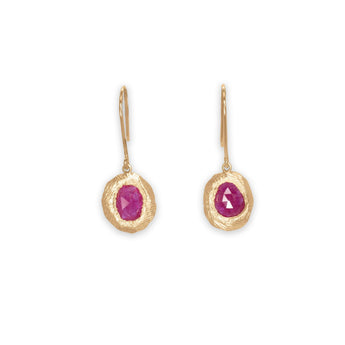 18K Freeform Drop Earring in Ruby Earrings Page Sargisson
