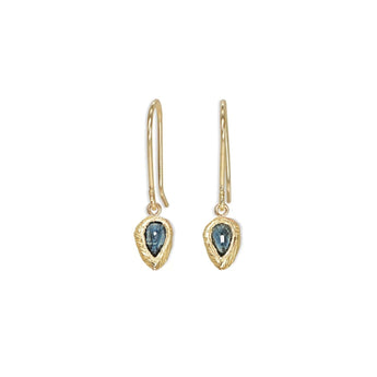 18K Gold Gemstone Teardrop Earrings Earrings Page Sargisson Blue Sapphire