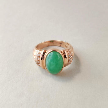 14K Vintage Jade and Diamond Ring Hidden Page Sargisson 