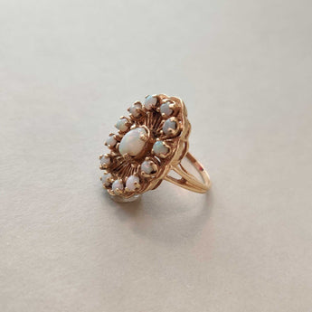 14K Vintage Ornate Opal Ring Hidden Page Sargisson 