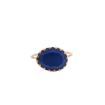SALE - 9K Lightweight scalloped setting with Lapis Size 7.5 Hidden Page Sargisson