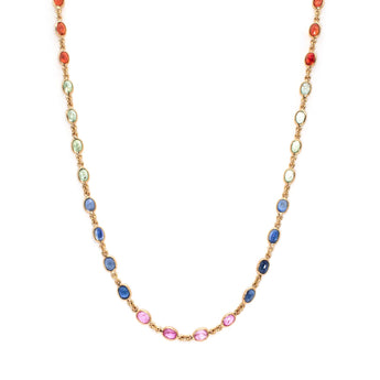 18K Rainbow Sapphire Chain Necklace necklaces Sarraf Jewelers