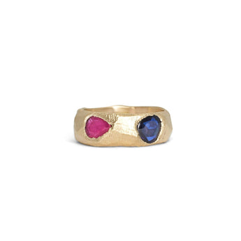 18K Five Sapphire Ring in Rainbow with Ruby Rings Page Sargisson 