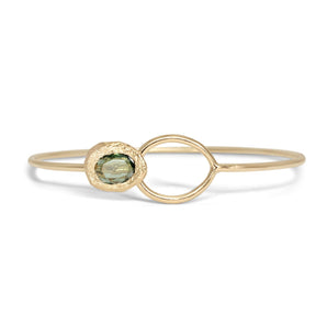 18K Button Cuff in Dark Green Sapphire Bracelet Page Sargisson