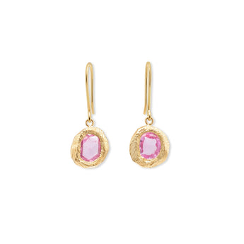 18K Freeform Drop Earring in Vivid Pink Sapphire Earrings Page Sargisson