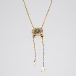 Vintage Slider Necklace with Cats eye aquamarine Page Sargisson 