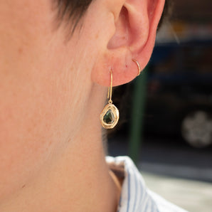 18K Freeform Drop Earring in Dark Green Sapphire earrings Page Sargisson 