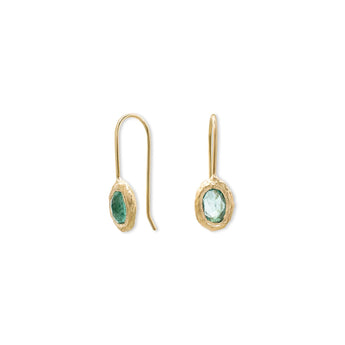 18K Oval Fixed Hook Earrings in Emerald Earrings Page Sargisson