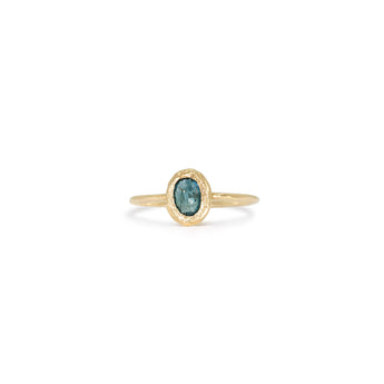 18K Oval Stone Ring in Teal Sapphire Rings Page Sargisson Stone Vertical 4