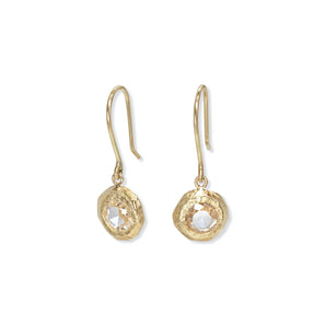 18K Carved Round Rose Cut Diamond Drop Earrings Earrings Page Sargisson 