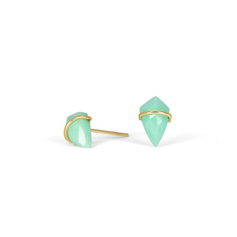 18K Kite Stud Earrings in Chrysoprase Earrings Gemorex Small