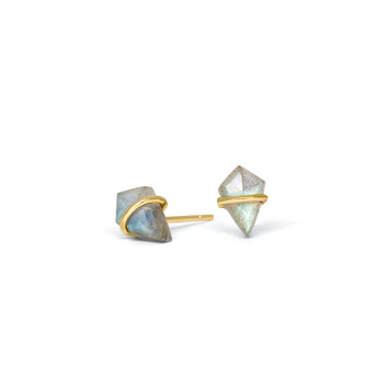 18K Kite Stud Earrings in Labradorite Earrings Gemorex Teeny