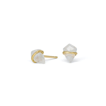 18K Kite Stud Earrings in Moonstone Earrings Gemorex Teeny