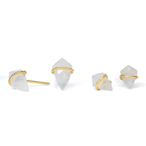 18K Kite Stud Earrings in Moonstone Earrings Gemorex 