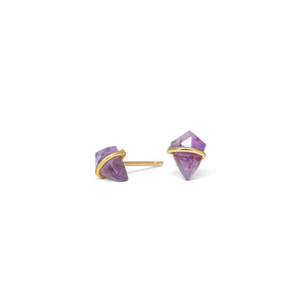 18K Kite Stud Earrings in Amethyst Earrings Gemorex Teeny