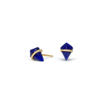 18K Kite Stud Earrings in Lapis Earrings Gemorex Teeny