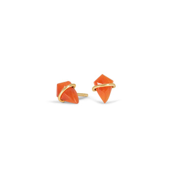 18K Kite Stud Earrings in Carnelian Earrings Gemorex Teeny
