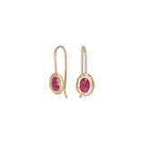 18K Oval Fixed Hook Earrings in Ruby Earrings Page Sargisson 
