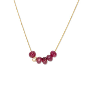 18K Gemstone Six Bead Necklace with Ruby Necklaces Page Sargisson