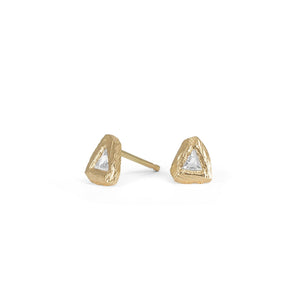 18K Melee Carved Mini Diamond Studs - Triangle Earrings Page Sargisson 