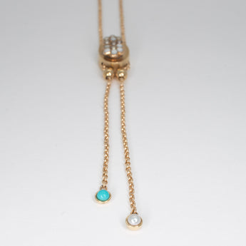 Vintage Slider Necklace with Pearl and Turquoise Page Sargisson 