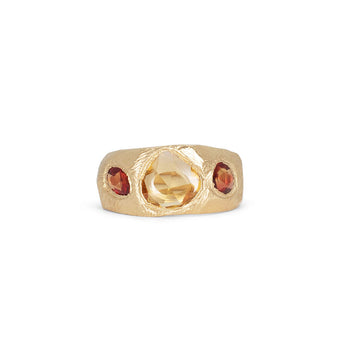 18K Three Stone Ring in Orange Sapphires Rings Page Sargisson