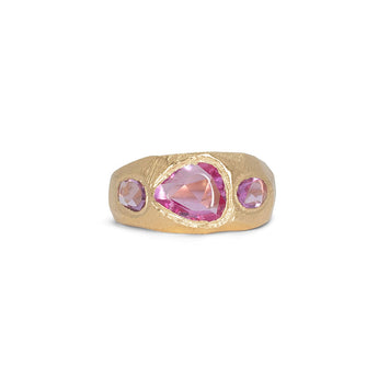 18K Three Stone Ring in Pink Sapphire Rings Page Sargisson