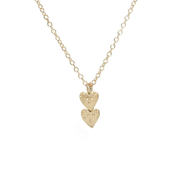 Teeny Tiny Necklaces- Dual Shape Necklace Page Sargisson Double Hearts 10K Yellow Gold 