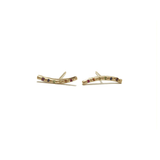 18K Long Brushed Bar Studs Earrings Page Sargisson With Rainbow Sapphires Full Pair 