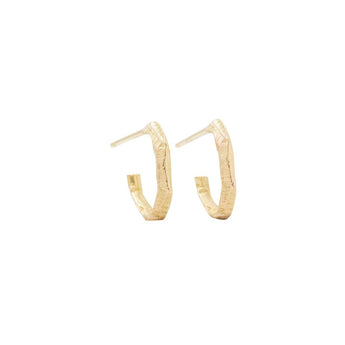 18K Carved Small Link Hoops Earrings Page Sargisson