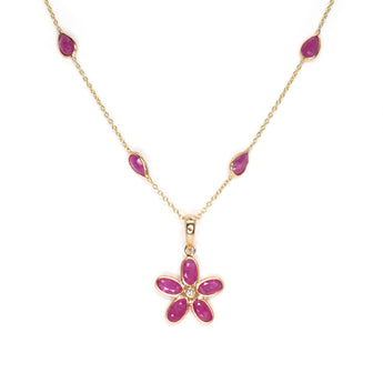 14K Flower Charm with Rubies Necklaces Page Sargisson 