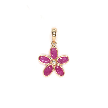 14K Flower Charm with Rubies Necklaces Page Sargisson 