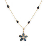 14K Flower Charm with Sapphires Necklaces Page Sargisson 