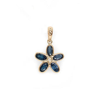 14K Flower Charm with Sapphires Necklaces Page Sargisson 