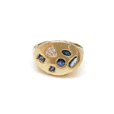 18K Blue Sapphire & Diamond Mosaic Signet Ring Rings Page Sargisson 
