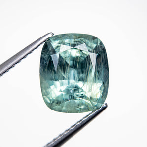 Misfit - 3.26ct Green/Blue Cushion Brilliant Sapphire Hidden Misfit Diamonds 