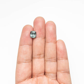 Misfit - 3.26ct Green/Blue Cushion Brilliant Sapphire Hidden Misfit Diamonds 