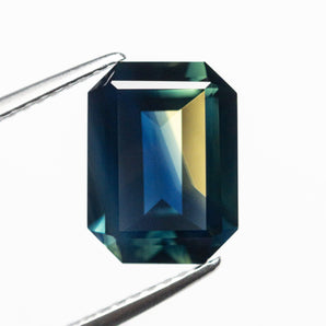 Misfit - 3.99ct Bi-Color Cut Corner Rectangle Step Cut Sapphire Hidden Misfit Diamonds 