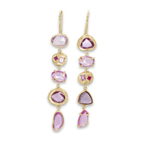 18K Five Drop Geometric Earrings In Ombre Pink Sapphires Earrings Page Sargisson 