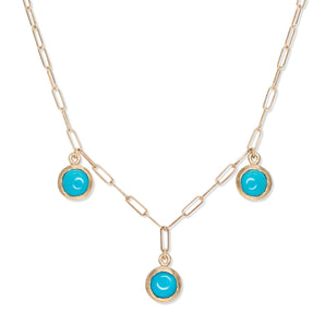 10K Semi-Precious Three Stone Drop Necklace in Turquoise Necklace Page Sargisson 