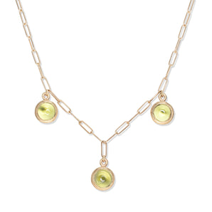 10K Semi-Precious Three Stone Drop Necklace in Peridot Necklace Page Sargisson 