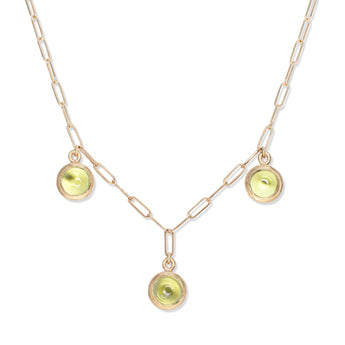 10K Semi-Precious Three Stone Drop Necklace in Peridot Necklace Page Sargisson 