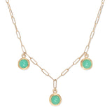 10K Semi-Precious Three Stone Drop Necklace in Chrysoprase Necklace Page Sargisson 