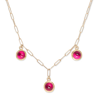 10K Semi-Precious Three Stone Drop Necklace in Ruby Necklace Page Sargisson 
